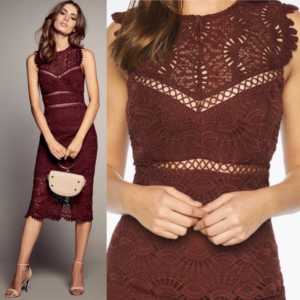 NEW Bardot Mariano Boysnberry Lace Valentine Dress Small